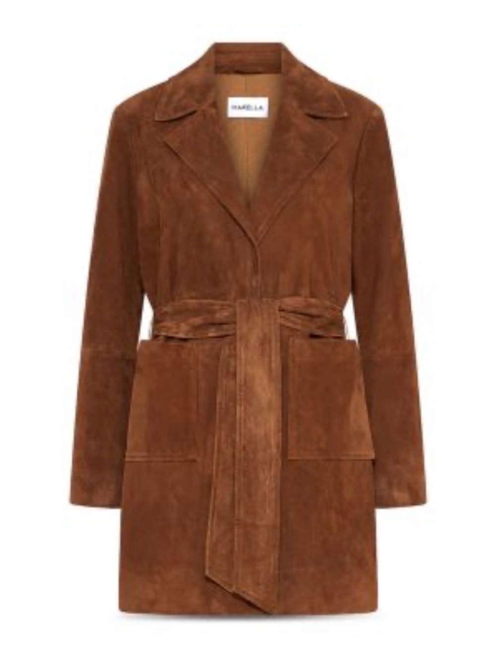 MARELLA Brown Suede Belted Trench Coat